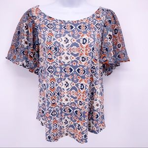 Lucky Brand Boho Flutter Sleeve Top Size XS